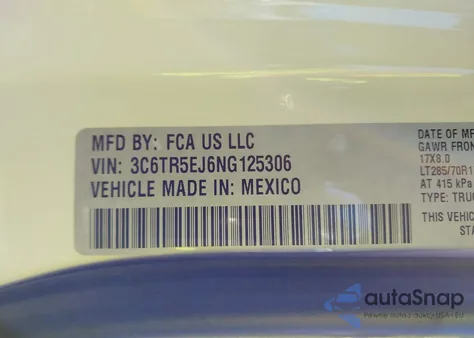 2022 Ram 2500 Power Wagon 4X4 6'4 Box z USA, uszkodzony, nr VIN 3C6TR5EJ6NG125306